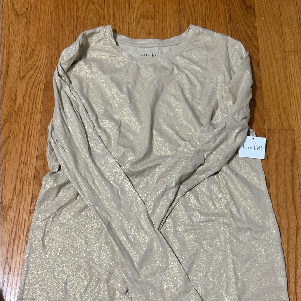 Kate Hill Shimmering Cream Long Sleeve Top